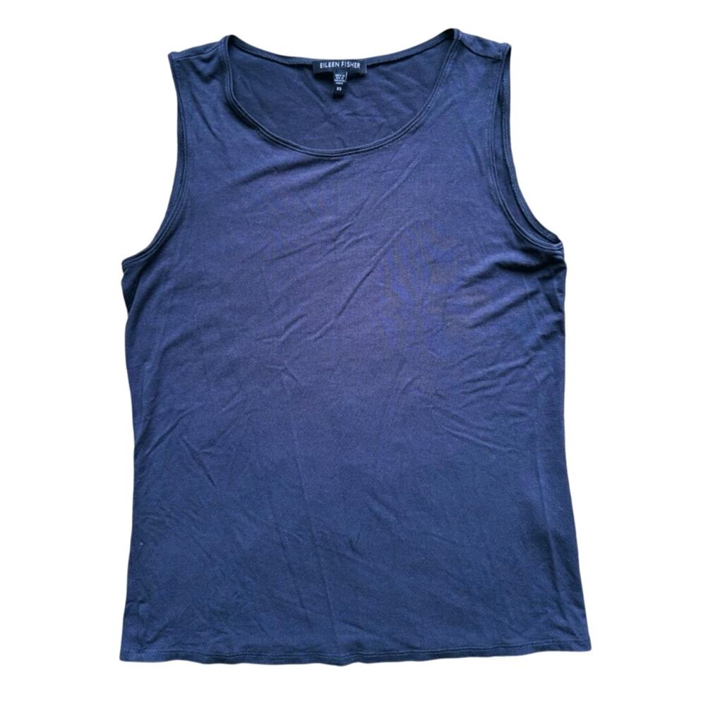 Eileen Fisher Quiet Luxury Jersey Knit Tank Top XS Gray Stretch Minimal Capsule